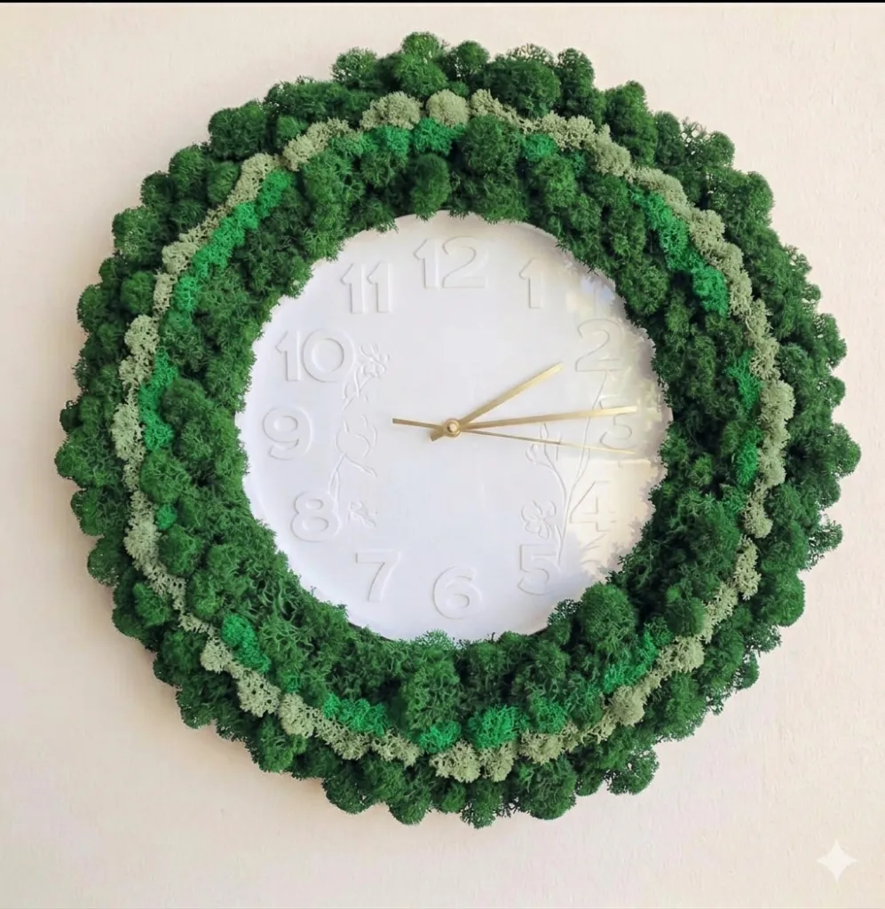 3 Tones Greeen Moss  Wall Clock