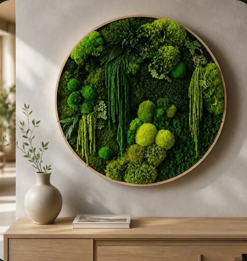 Moss Wall Art Forest  Round Frame