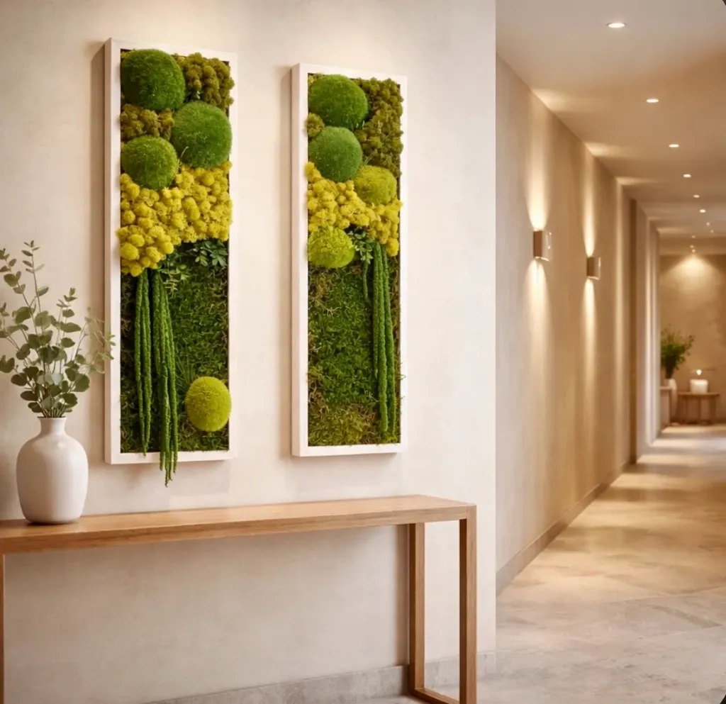 Preserved Moss Wall Art Frame, Handmade Rectangle- set of two moss Panel
